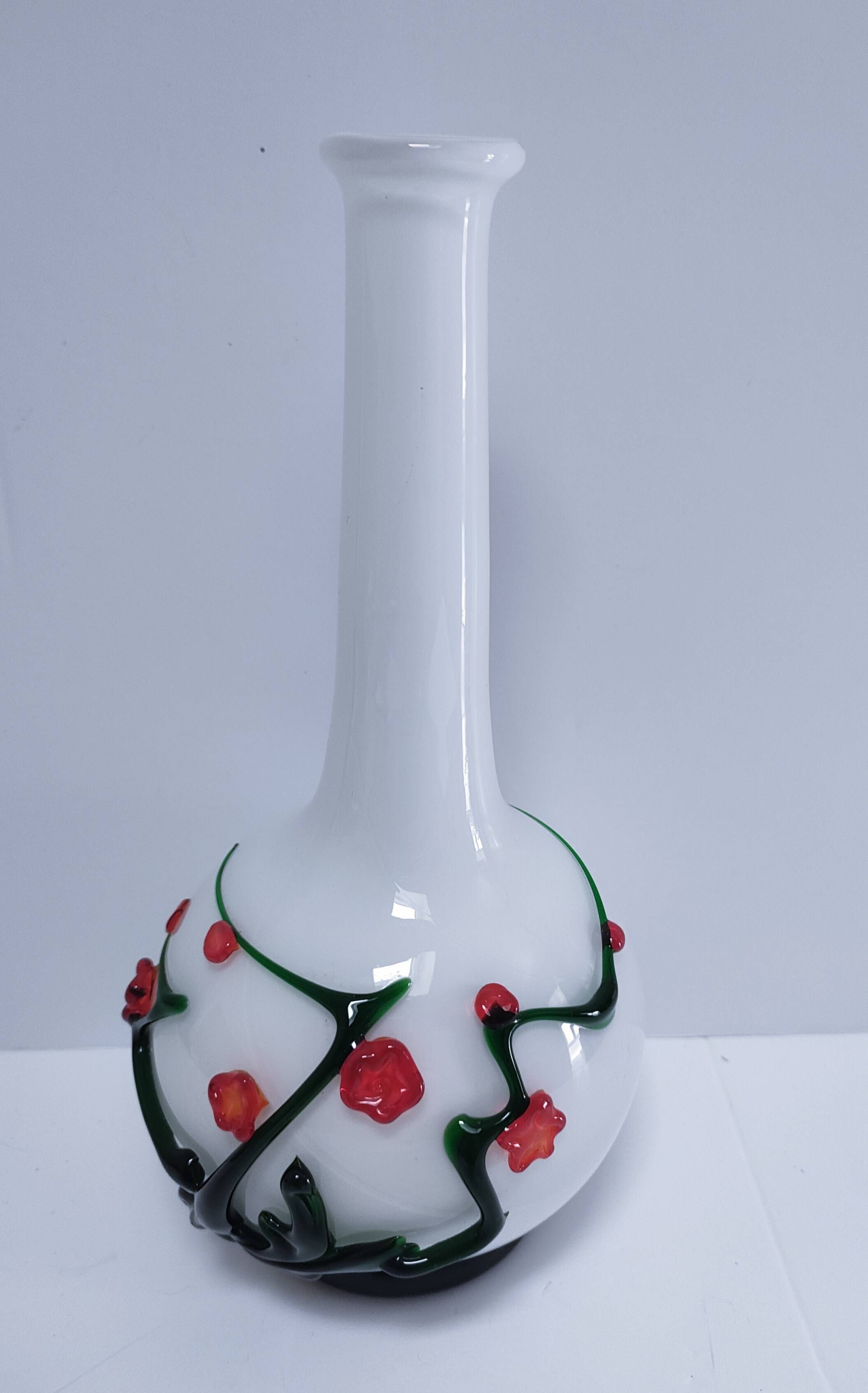 vase glass paste floral decoration Japonese style vintage