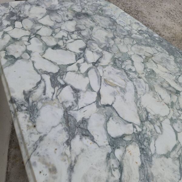 Table de bistrot restaurant en fonte et marbre ancienne -1m40