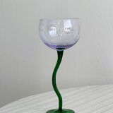 6 verres colorés pieds torsadés
