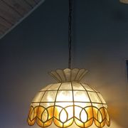 Vintage 1960s/70s mother-of-pearl pendant lampshade with collar