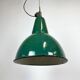 Industrial green enamel factory lamp with cast iron top, 1960s