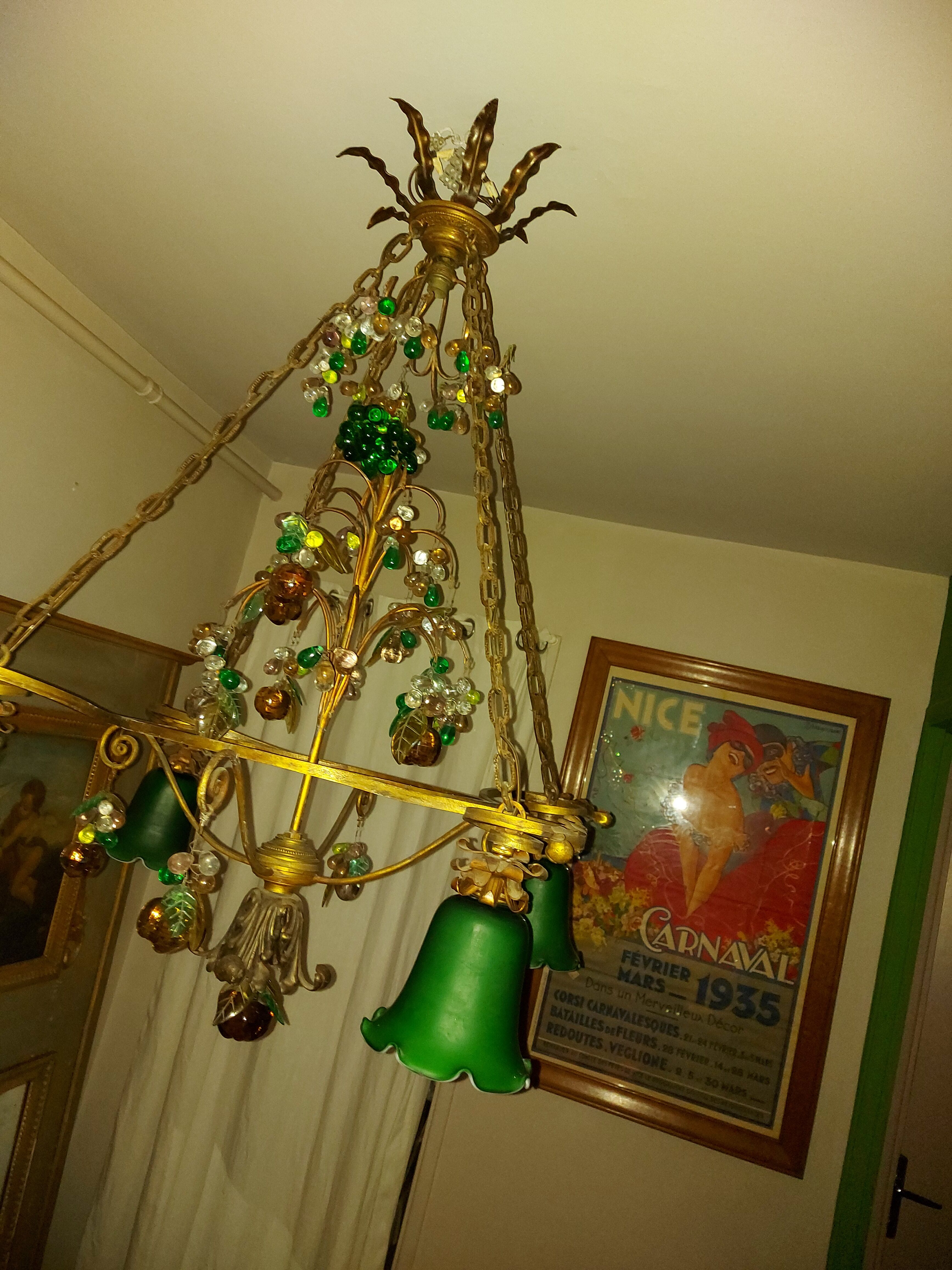 Very large art nouveau chandelier Murano (1 meter)