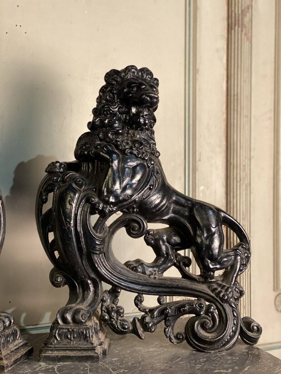 Pair of cast iron fire dogs