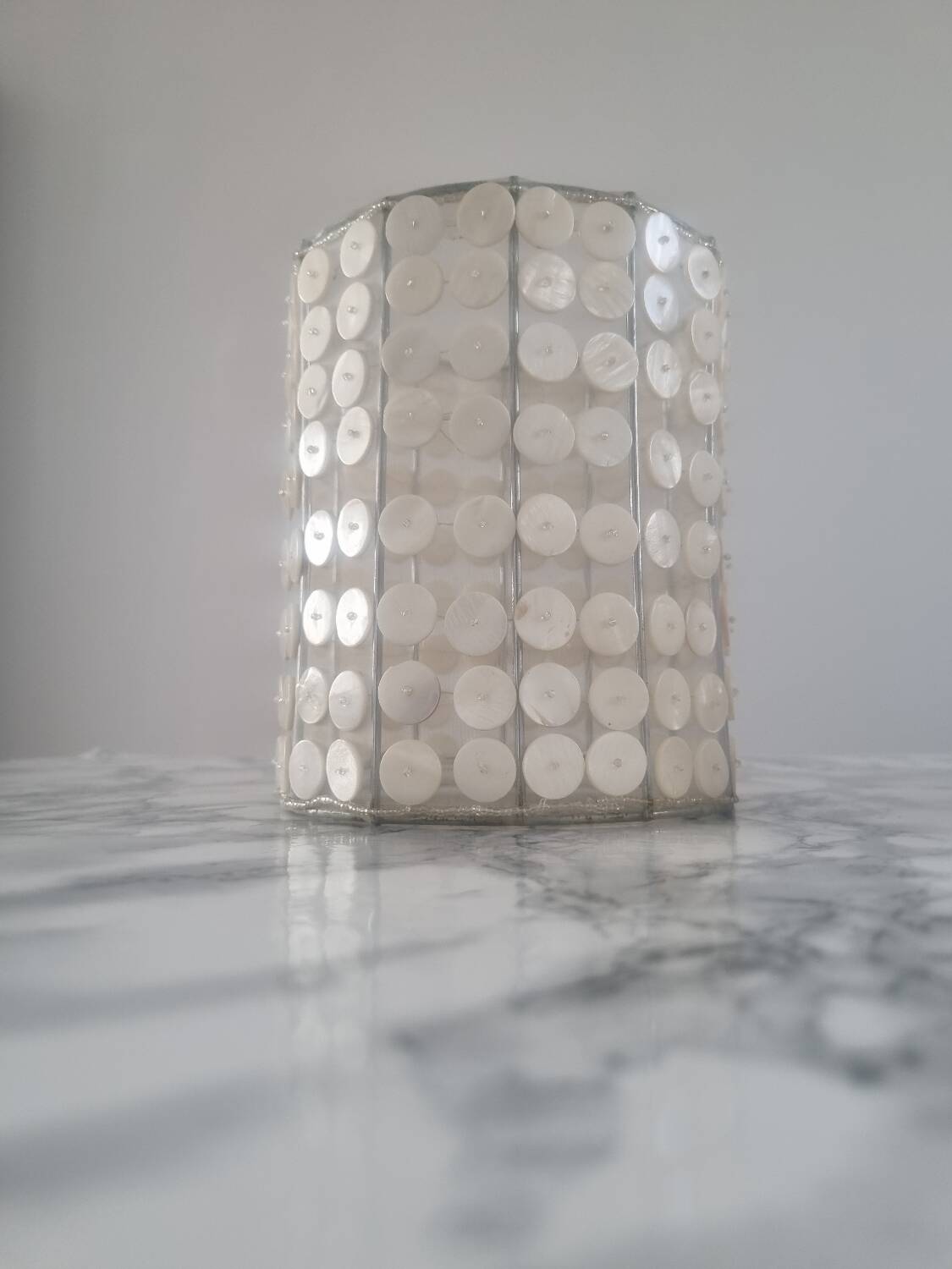 Vintage mother-of-pearl and nylon lampshade
