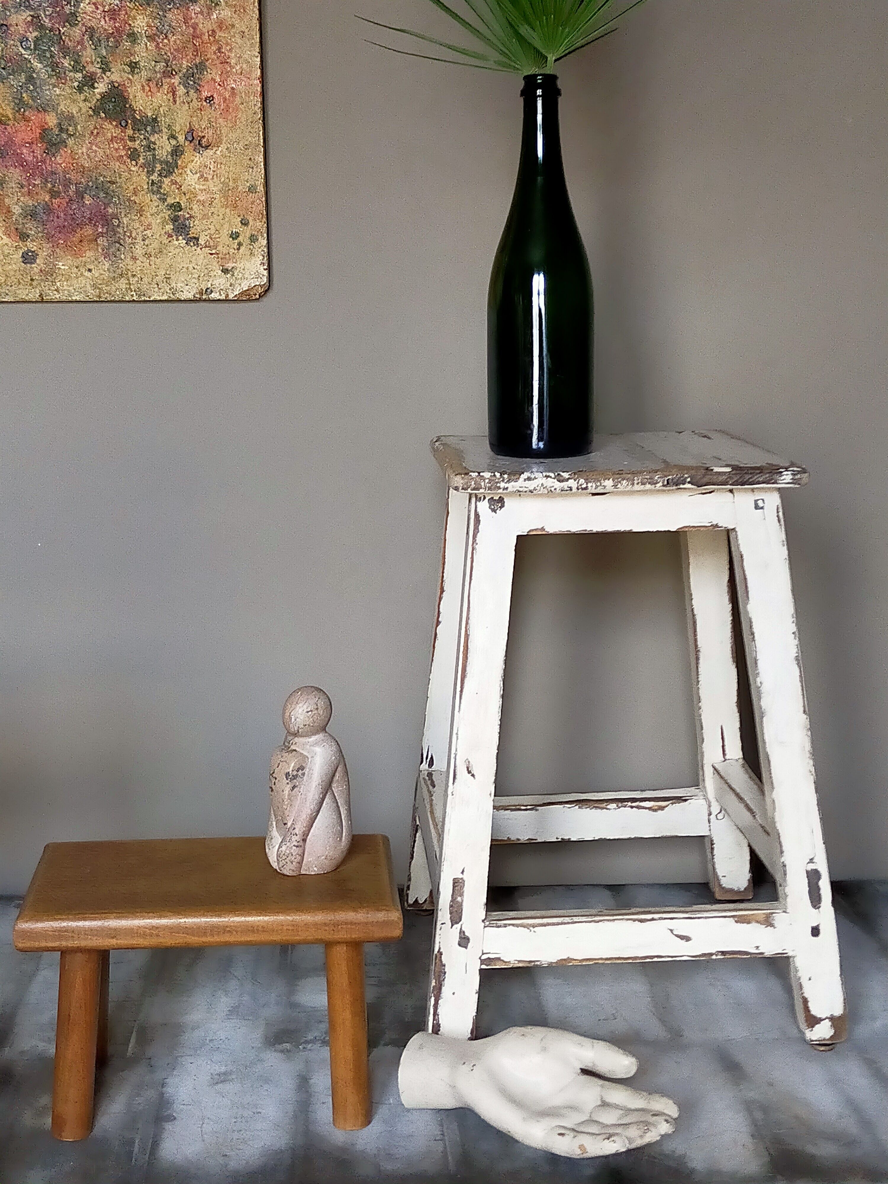 Old patinated workshop stool
