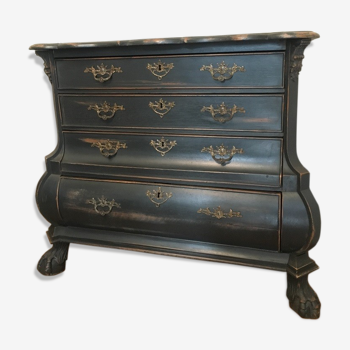 Dutch nineteenth blackened oak chest of drawers