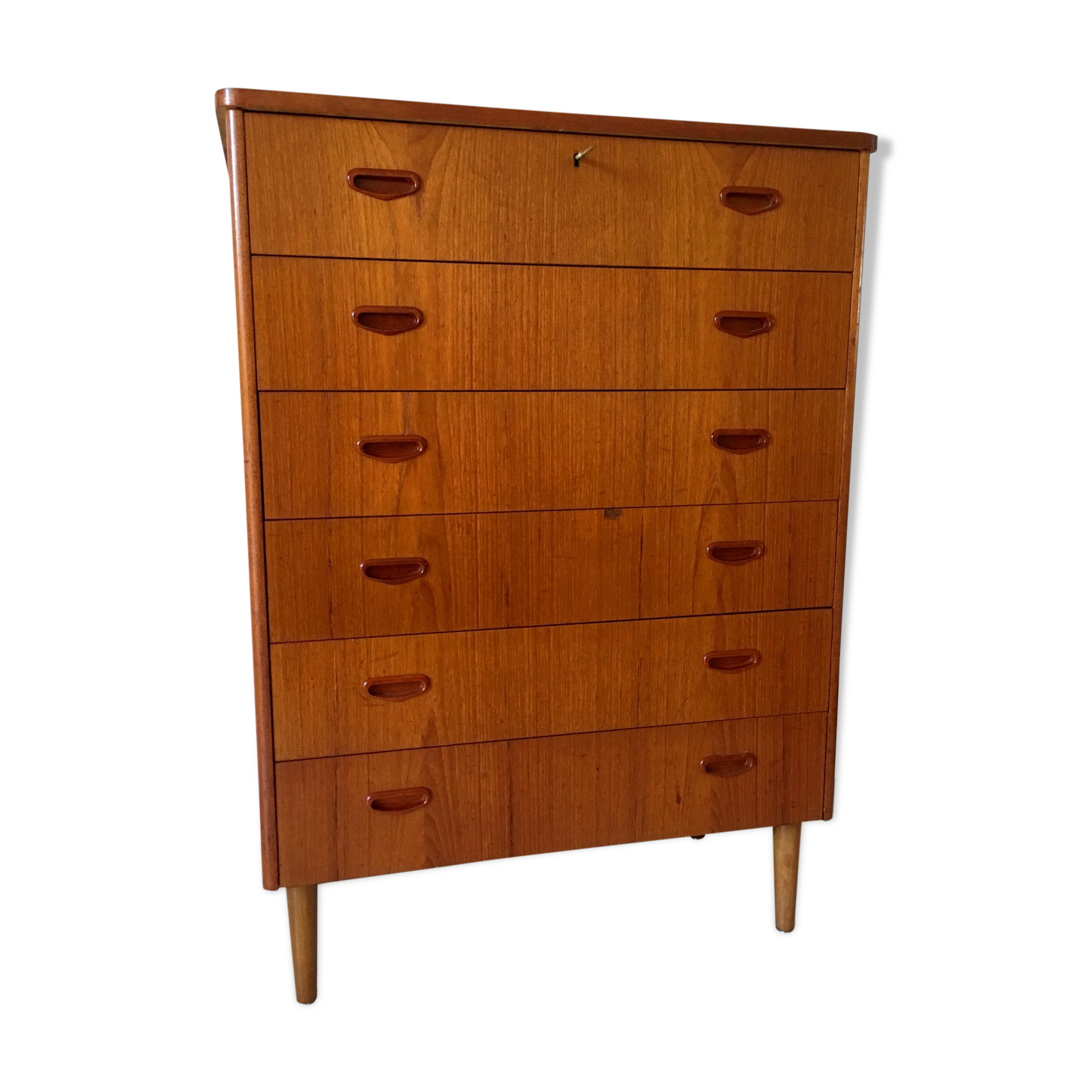 Scandinavian vintage teak stamped dresser 60s