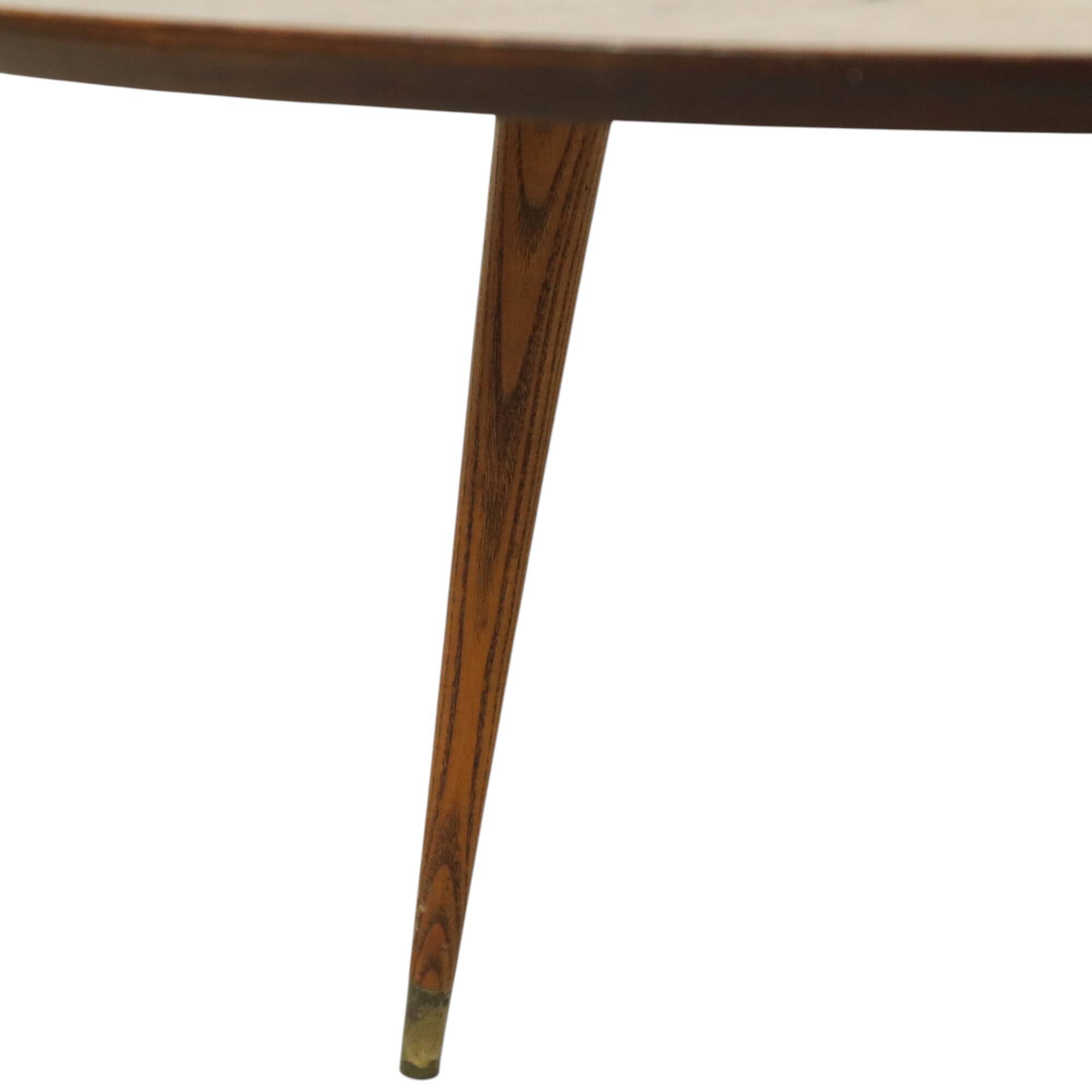 Solid Wood Kidney-Shaped Coffee Table Side Table 1960s