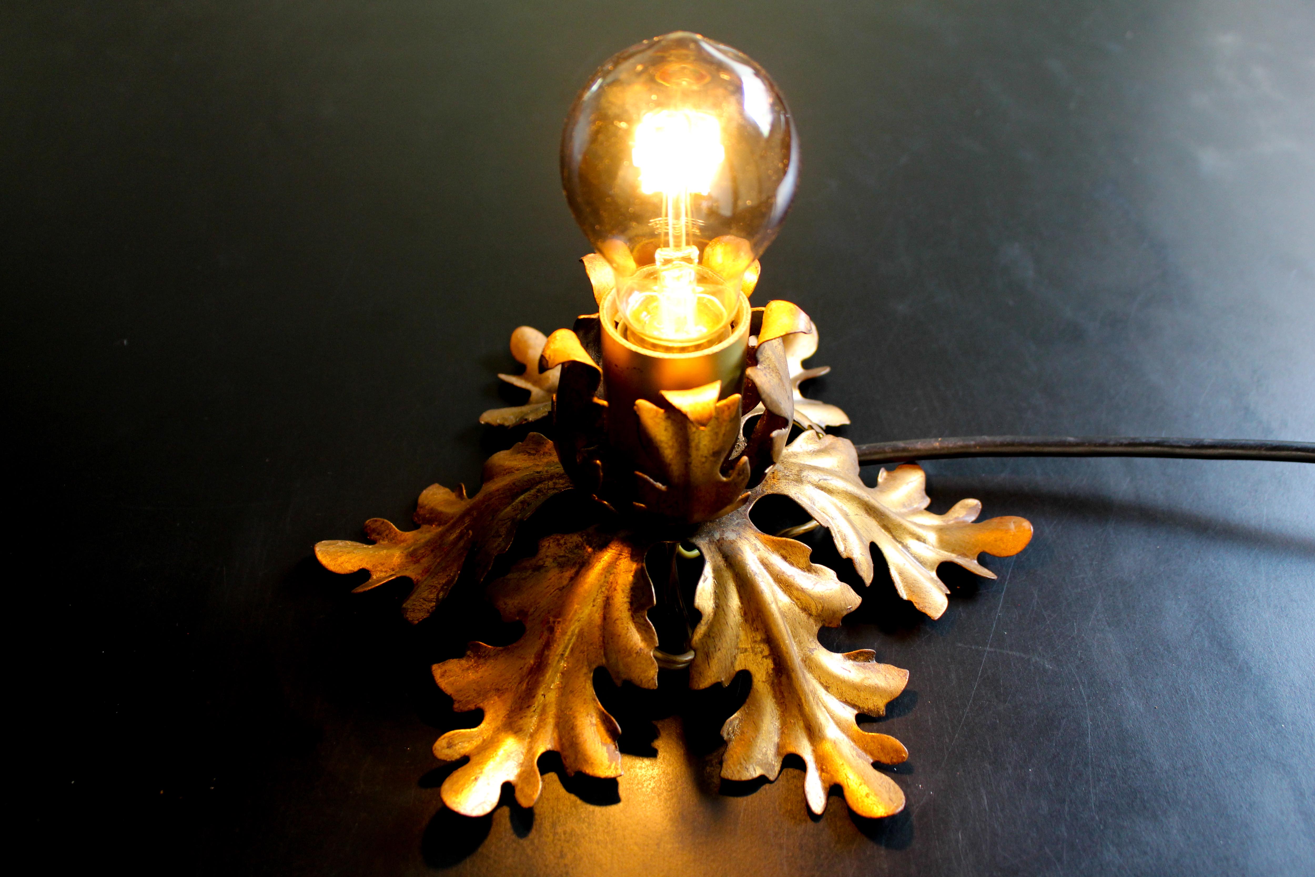 Banci firenze gilded flush mount italian wall lamp, 1960s