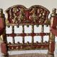 Vintage Spanish low chair in painted wood and straw (Majorca Andalusia)