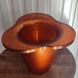 Vintage iridescent orange glass vase, 70s design