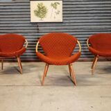 Czechoslovak shell armchair rattan wood fabric