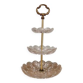 Servant or vintage jewelry holder in glass and brass
