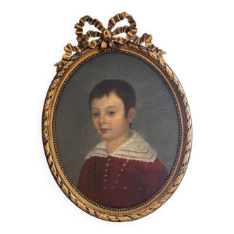 Old painting, portrait of a young boy 19th century