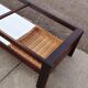 Vintage 1970s coffee table 137 cm wenge smoked glass  wicker basket