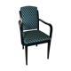 Fauteuil bridge années 60 tissu art déco bleu et or