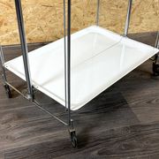 1960s 1970s Serving Cart Dinette Side Table Space Age Design Chrome White