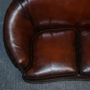 Art Deco Hand-Dyed Whisky Brown Sofa, Armchairs and Ottomans, 1920s, Set of 5