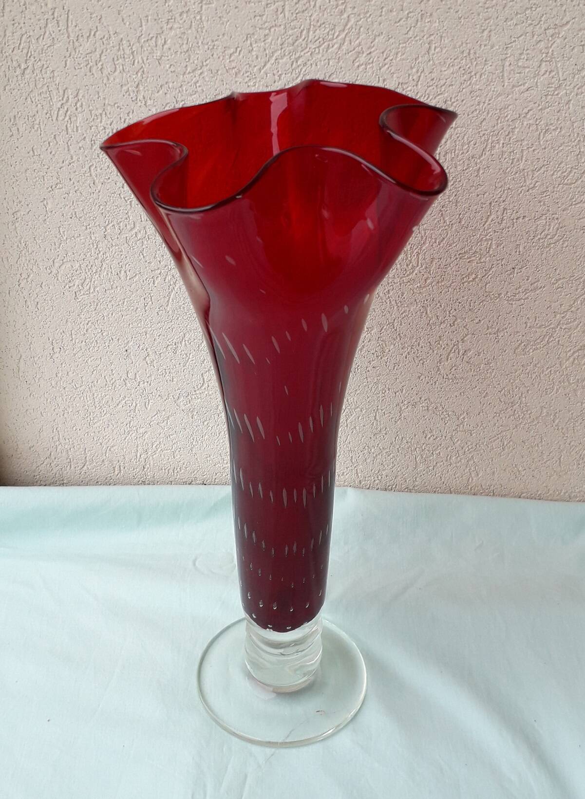 Red glass vase