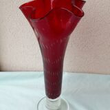 Red glass vase