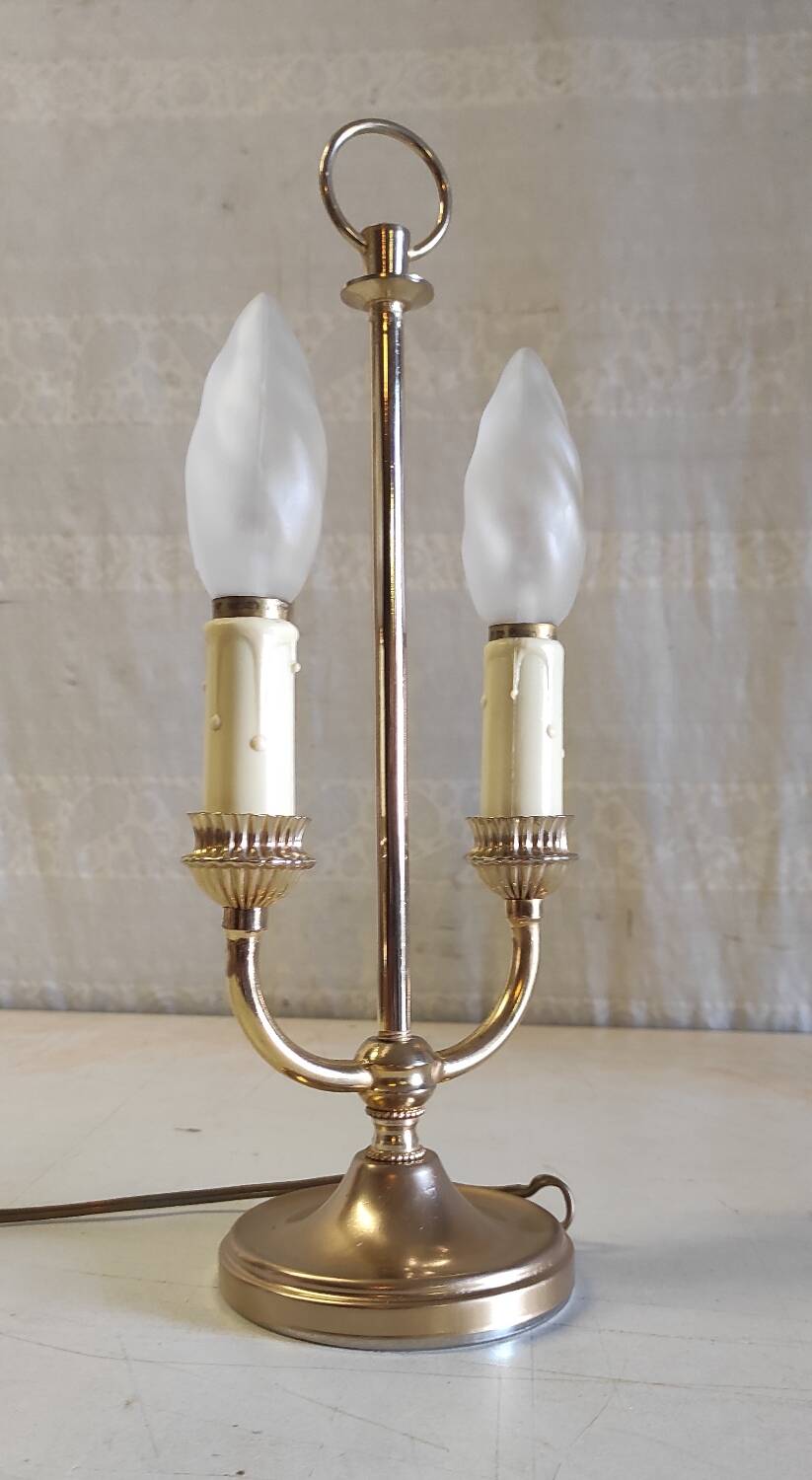 Two-bulb bouillotte lamp in brass and gilded metal - mid 20th century