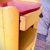 Bedside Louis XV patinated yellow and red