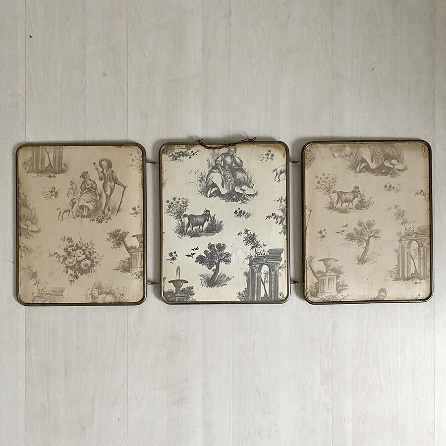 Old barber's triptych mirror 30 X 24 cm