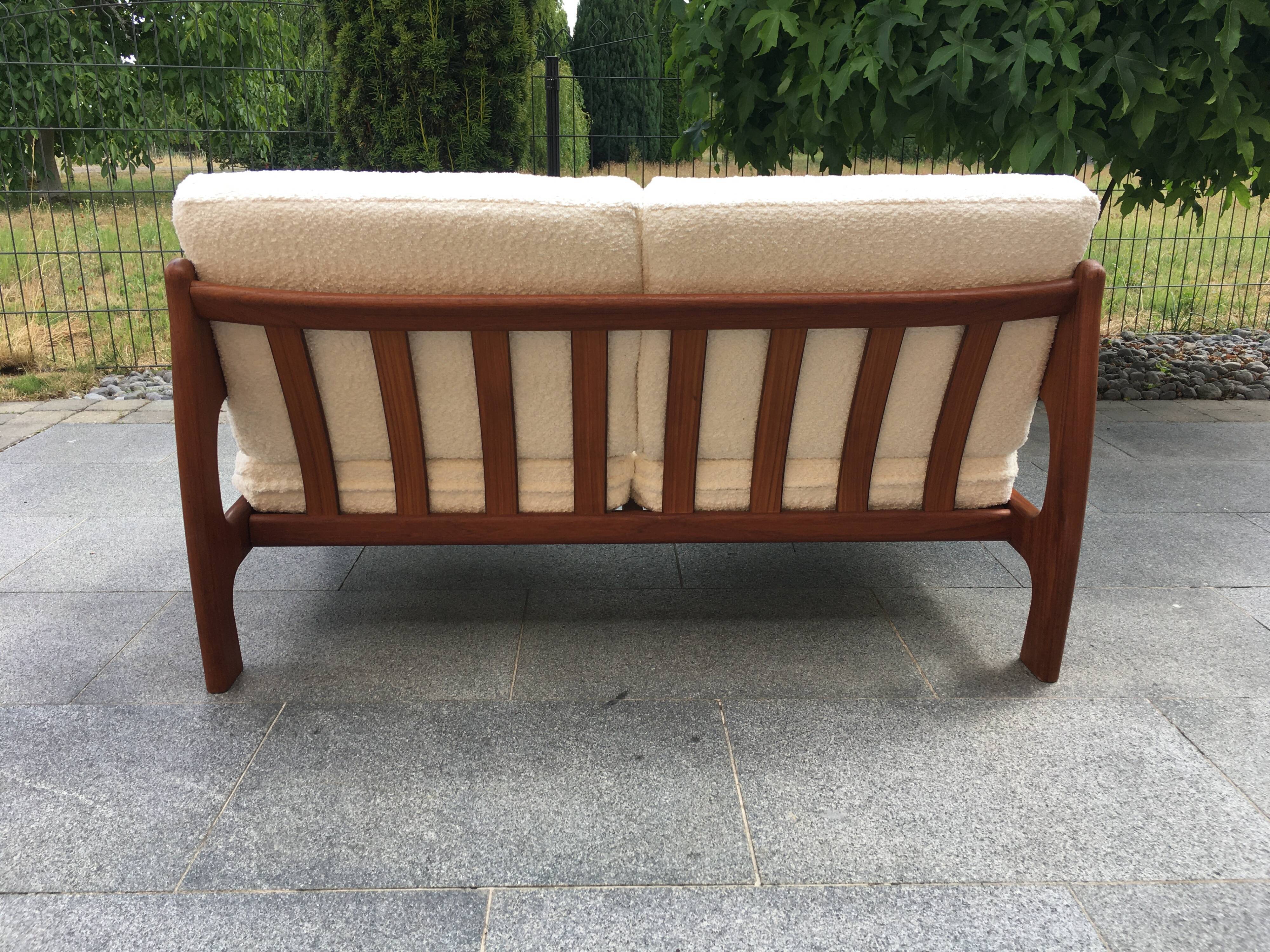 Scandinavian teak 2-seater sofa 60s