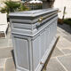 Grey lacquered wooden bar cabinet, golden brass bar