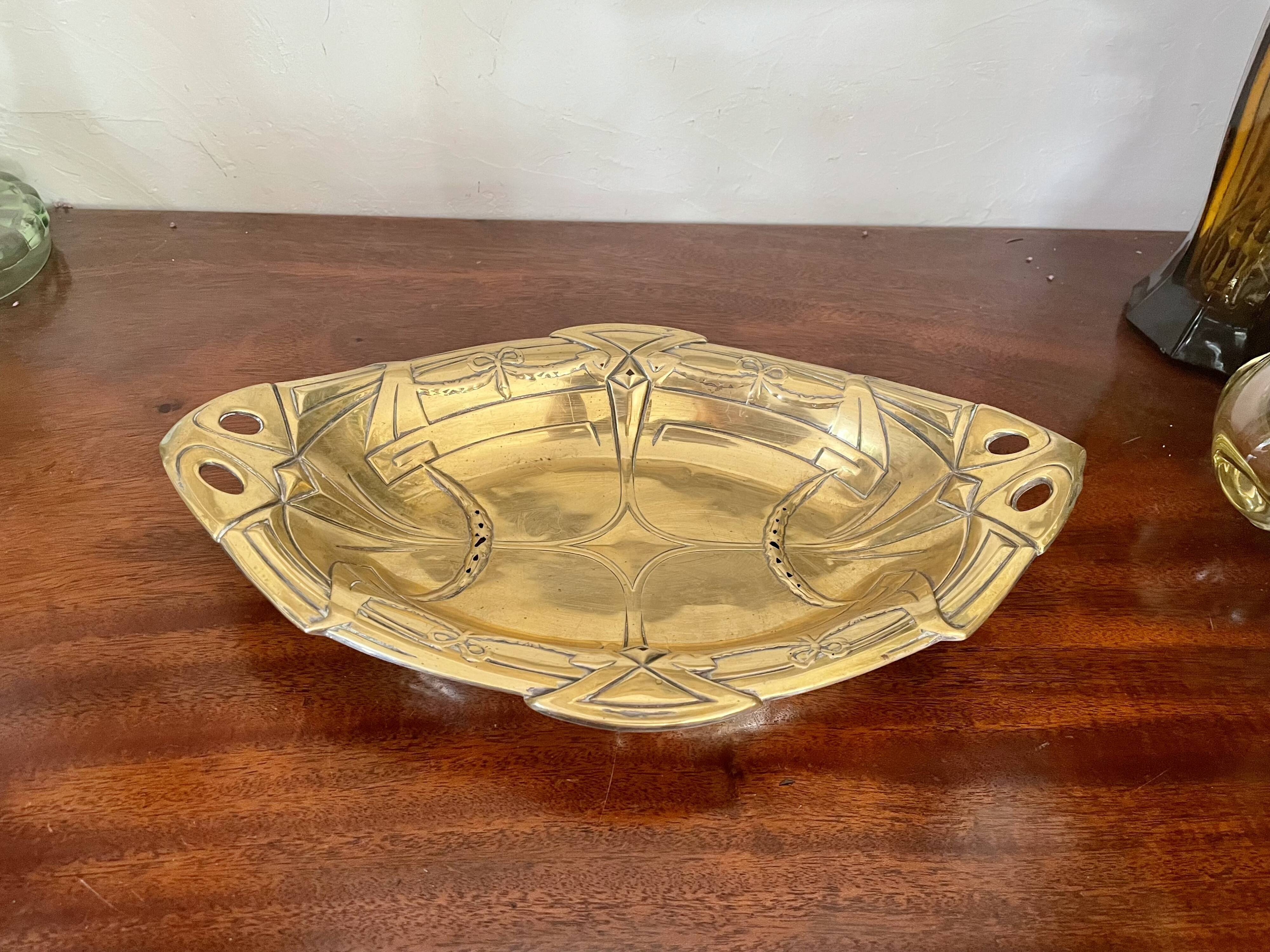 Art deco brass basket