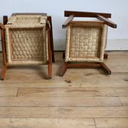 Pair of children's armchairs in rope, attributed to Audoux Minet.