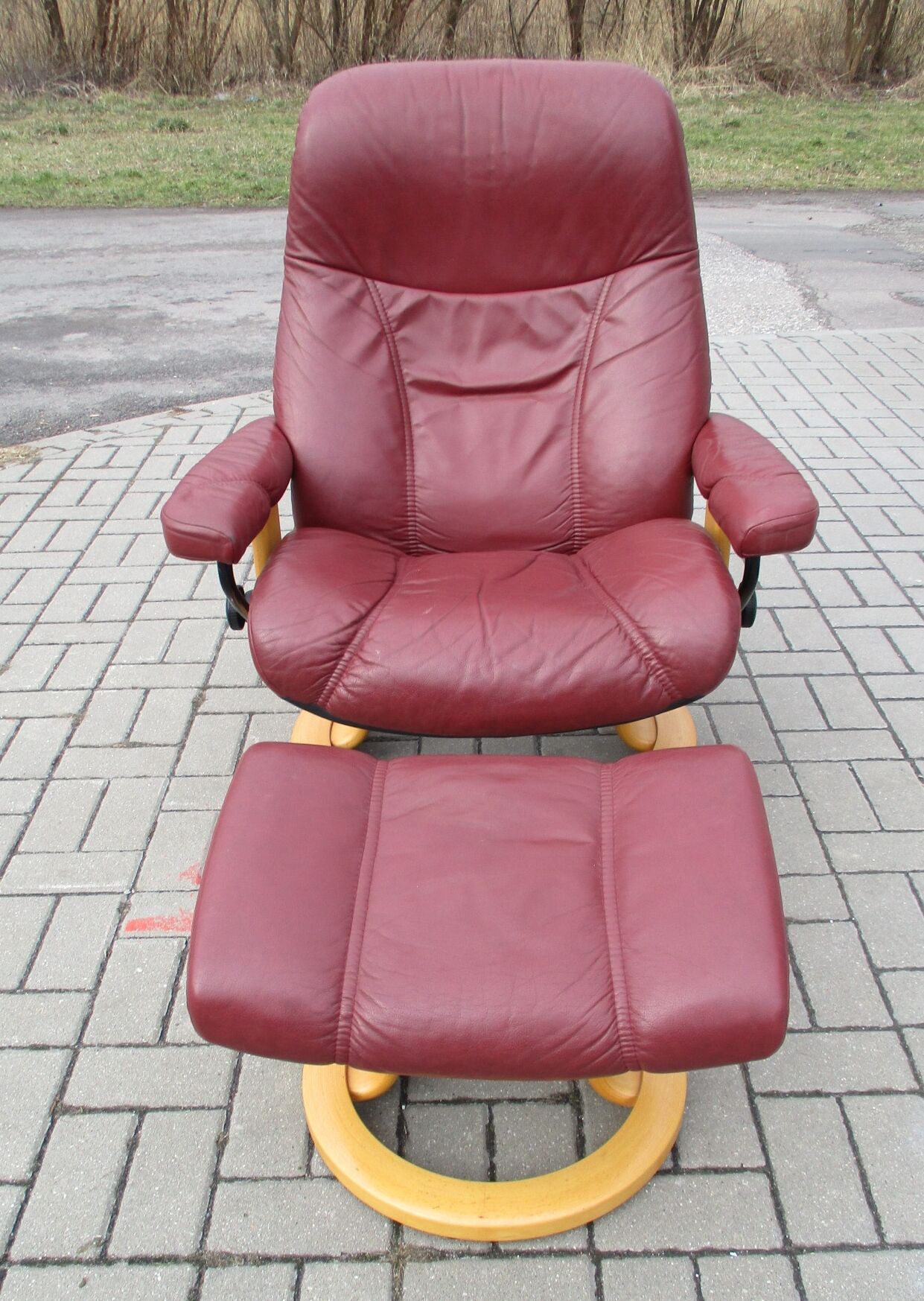 Armchair with Footstool, Stressless, Switzerland, 1970s
