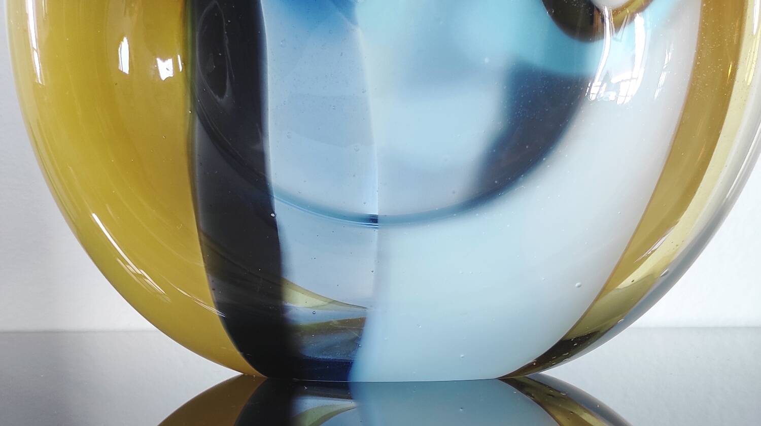 Large sculptural drop vase made of blown glass signed Mdina Glass Malta.