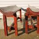 Pair of farm benches, solid wood, brutalist