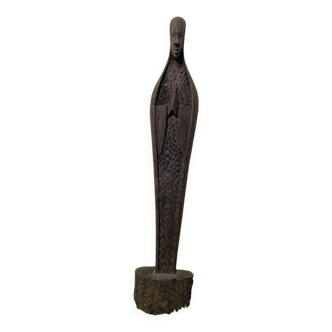 African Virgin Mary wooden statuette