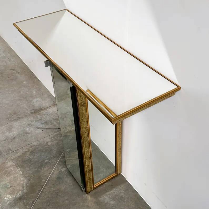 Vintage Deknudt Mirror Console with Hidden Cabinet, Belgium, 1970s