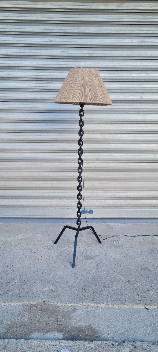 Vintage iron chain floor lamp from the 1950s