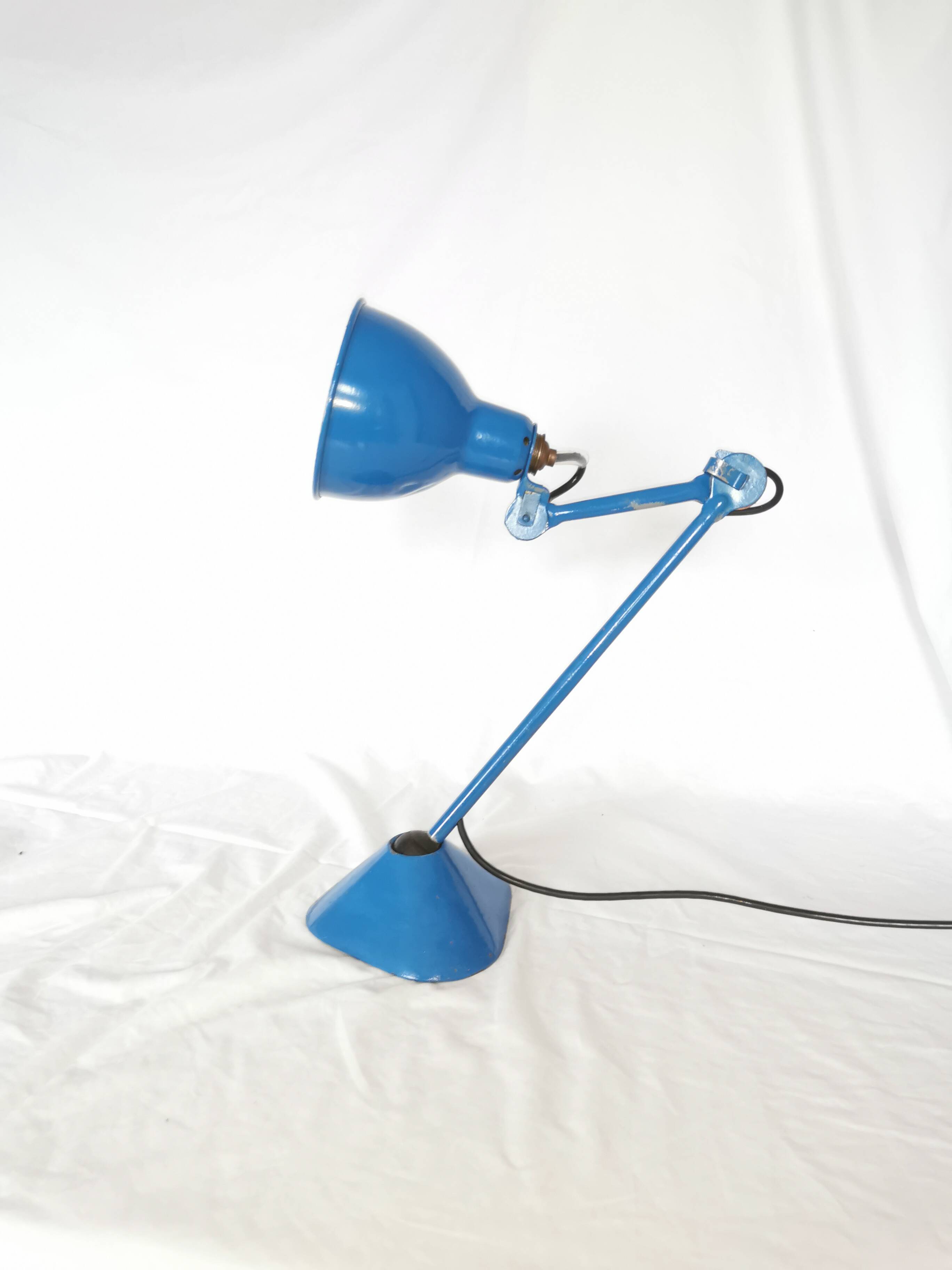 RAVEL articulated lamp, model 205 blue, Bernard Albin Gras, Clamart, France, 1932