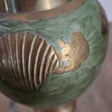 Vase in cloisonné and water green enameled brass