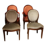 Set of 4 antique mahogany dining room chairs Louis Seize 1780-1810