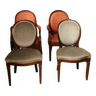 Lot de 4 chaises de salle à manger antiques en acajou Louis Seize 1780-1810
