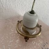 Suspension vintage 1930 verre rose nuagée lustre - 60 cm