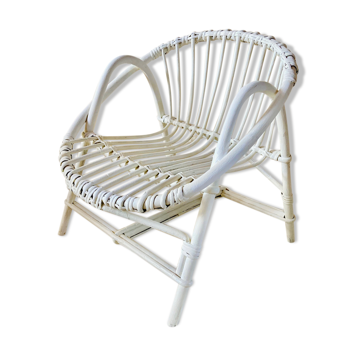 Fauteuil d'enfant en rotin vintage