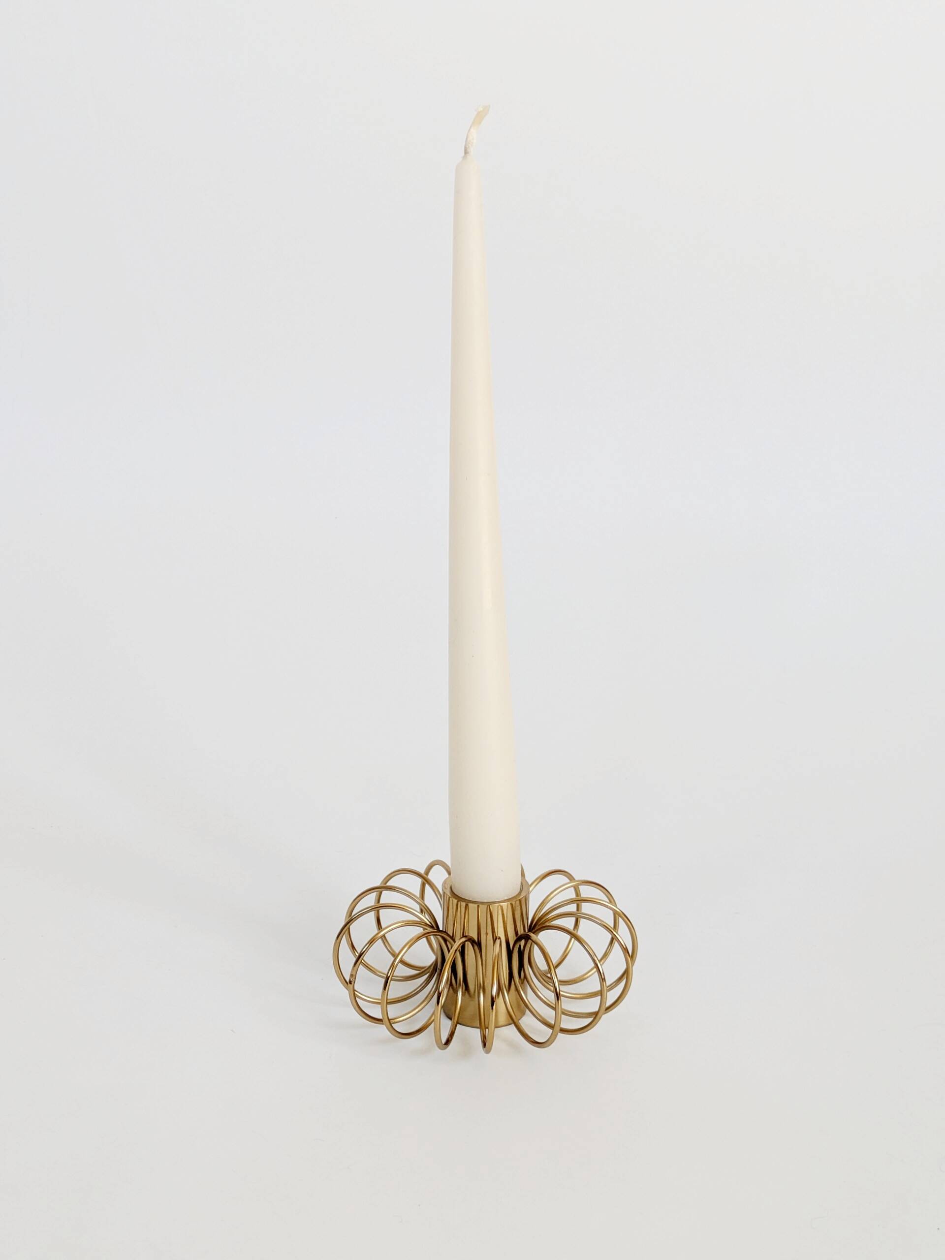 Vintage Brass Spiral Candle Holder Minimalist Midcentury Design