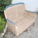 Fauteuil et table de jardin en rotin