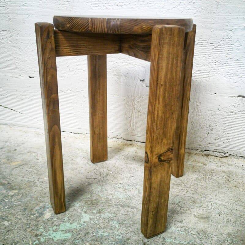 Brutalist pine stool