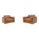 Fauteuils club italiens modernes en cuir cognac