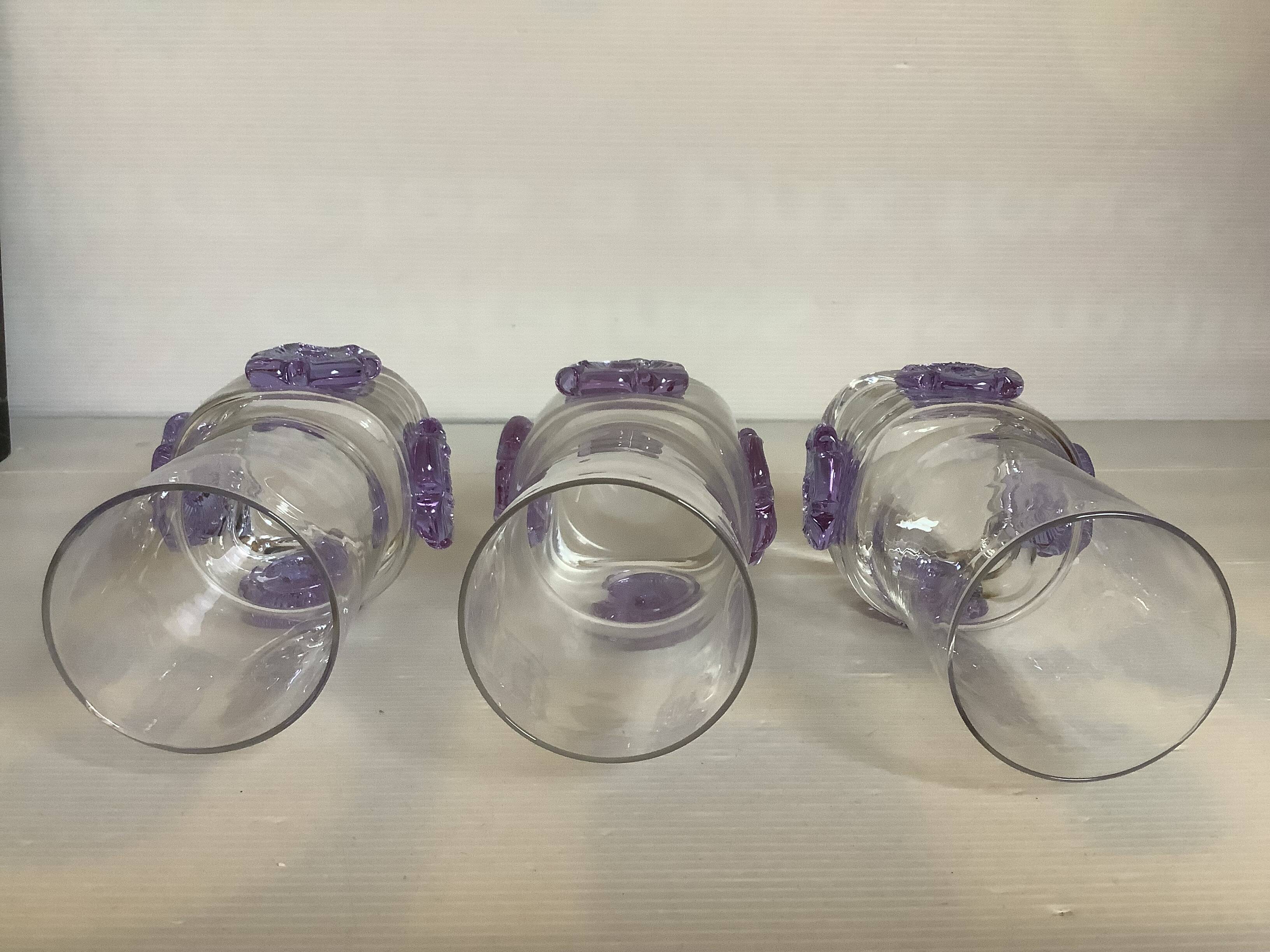 Trio of Czech Sklo Union Crystal glass vases