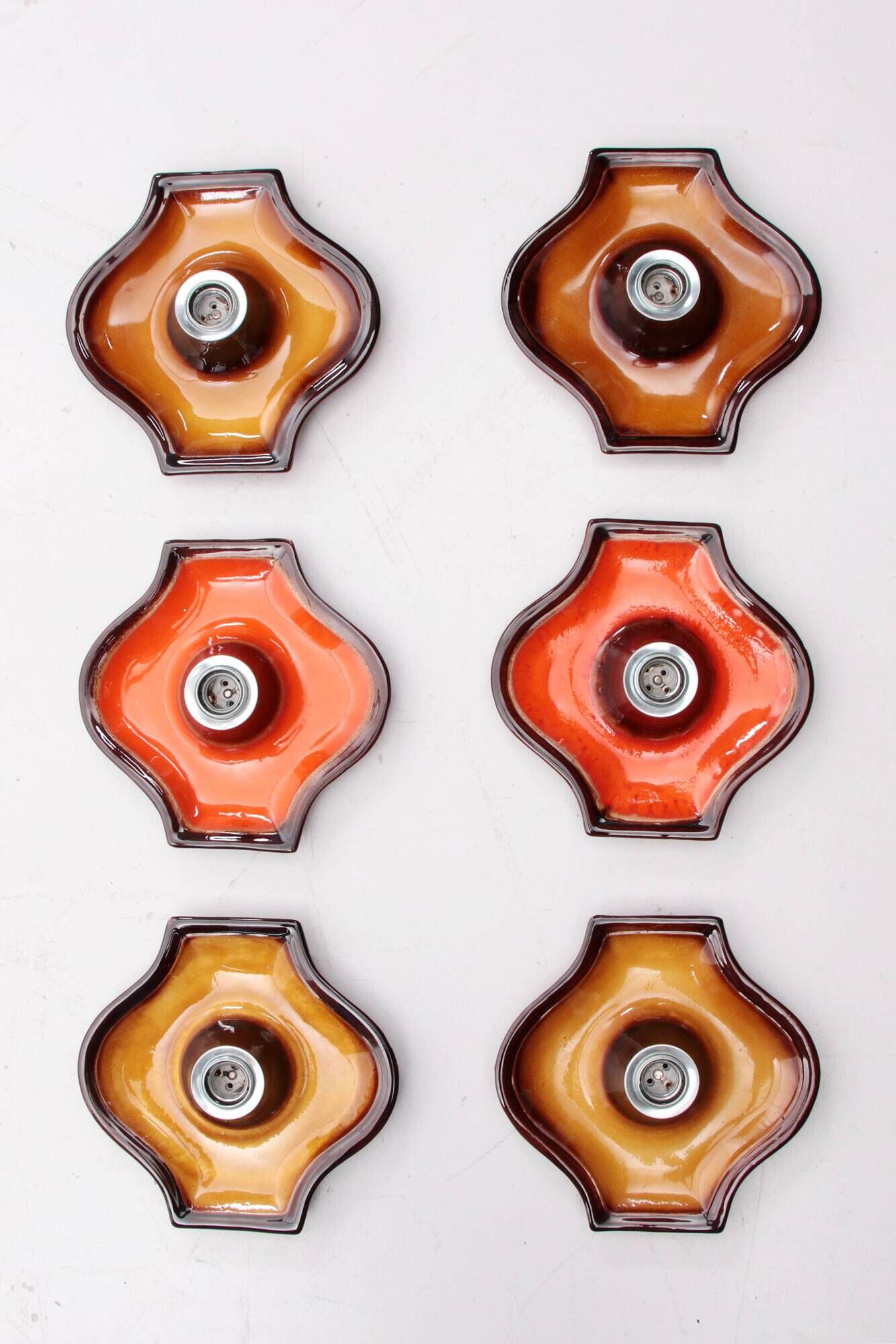 Vintage Set of 6 German ceramic wall lamps with head mirror lamp, 1960