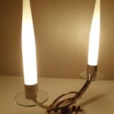 Pair of Art Deco Glass Chrome Lamps